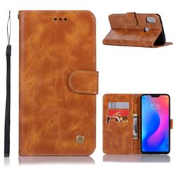 Luxury Retro Leather Wallet Case for Xiaomi Mi A2 Lite (Redmi 6 Pro) - Golden