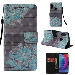 Blue Flower 3D Painted Leather Wallet Case for Xiaomi Mi A2 Lite (Redmi 6 Pro)
