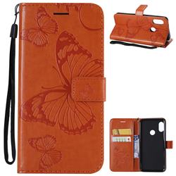 Embossing 3D Butterfly Leather Wallet Case for Xiaomi Mi A2 Lite (Redmi 6 Pro) - Orange