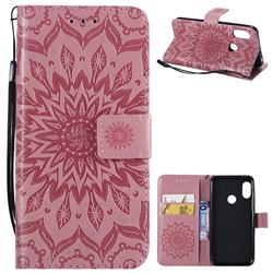 Embossing Sunflower Leather Wallet Case for Xiaomi Mi A2 Lite (Redmi 6 Pro) - Pink