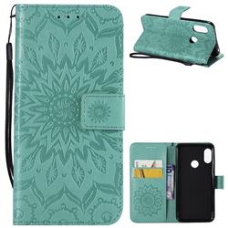 Embossing Sunflower Leather Wallet Case for Xiaomi Mi A2 Lite (Redmi 6 Pro) - Green