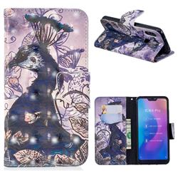 Purple Peacock 3D Painted Leather Wallet Phone Case for Xiaomi Mi A2 Lite (Redmi 6 Pro)