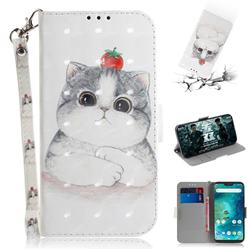 Cute Tomato Cat 3D Painted Leather Wallet Phone Case for Xiaomi Mi A2 Lite (Redmi 6 Pro)