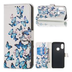 Blue Vivid Butterflies PU Leather Wallet Case for Xiaomi Mi A2 Lite (Redmi 6 Pro)