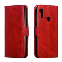 Retro Classic Calf Pattern Leather Wallet Phone Case for Xiaomi Mi A2 Lite (Redmi 6 Pro) - Red