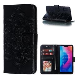 Intricate Embossing Datura Solar Leather Wallet Case for Xiaomi Mi A2 Lite (Redmi 6 Pro) - Black