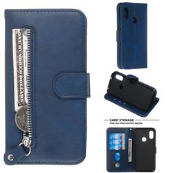 Retro Luxury Zipper Leather Phone Wallet Case for Xiaomi Mi A2 Lite (Redmi 6 Pro) - Blue
