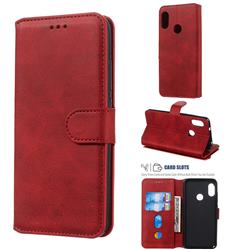 Retro Calf Matte Leather Wallet Phone Case for Xiaomi Mi A2 Lite (Redmi 6 Pro) - Red