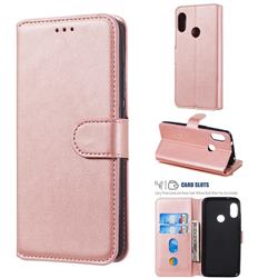 Retro Calf Matte Leather Wallet Phone Case for Xiaomi Mi A2 Lite (Redmi 6 Pro) - Pink