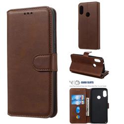 Retro Calf Matte Leather Wallet Phone Case for Xiaomi Mi A2 Lite (Redmi 6 Pro) - Brown