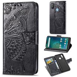 Embossing Mandala Flower Butterfly Leather Wallet Case for Xiaomi Mi A2 Lite (Redmi 6 Pro) - Black