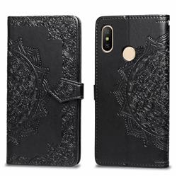 Embossing Imprint Mandala Flower Leather Wallet Case for Xiaomi Mi A2 Lite (Redmi 6 Pro) - Black