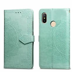 Embossing Imprint Mandala Flower Leather Wallet Case for Xiaomi Mi A2 Lite (Redmi 6 Pro) - Green