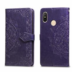 Embossing Imprint Mandala Flower Leather Wallet Case for Xiaomi Mi A2 Lite (Redmi 6 Pro) - Purple