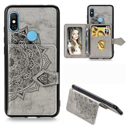 Mandala Flower Cloth Multifunction Stand Card Leather Phone Case for Xiaomi Mi A2 Lite (Redmi 6 Pro) - Gray