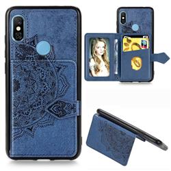 Mandala Flower Cloth Multifunction Stand Card Leather Phone Case for Xiaomi Mi A2 Lite (Redmi 6 Pro) - Blue