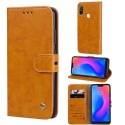 Luxury Retro Oil Wax PU Leather Wallet Phone Case for Xiaomi Mi A2 Lite (Redmi 6 Pro) - Orange Yellow