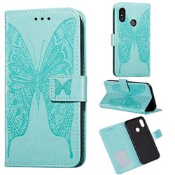Intricate Embossing Vivid Butterfly Leather Wallet Case for Xiaomi Mi A2 Lite (Redmi 6 Pro) - Green