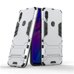 Armor Premium Tactical Grip Kickstand Shockproof Dual Layer Rugged Hard Cover for Mi Xiaomi Redmi 7 - Silver