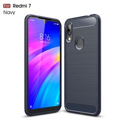 Luxury Carbon Fiber Brushed Wire Drawing Silicone TPU Back Cover for Mi Xiaomi Redmi 7 - Navy