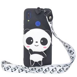 White Panda Neck Lanyard Zipper Wallet Silicone Case for Mi Xiaomi Redmi 7