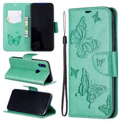 Embossing Double Butterfly Leather Wallet Case for Mi Xiaomi Redmi 7 - Green