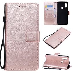 Embossing Sunflower Leather Wallet Case for Mi Xiaomi Redmi 7 - Rose Gold