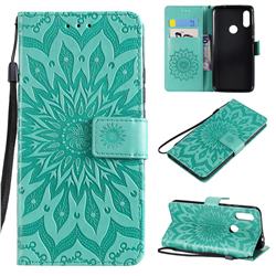 Embossing Sunflower Leather Wallet Case for Mi Xiaomi Redmi 7 - Green