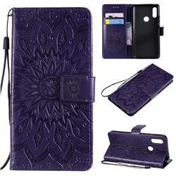Embossing Sunflower Leather Wallet Case for Mi Xiaomi Redmi 7 - Purple