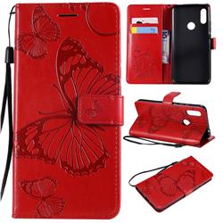 Embossing 3D Butterfly Leather Wallet Case for Mi Xiaomi Redmi 7 - Red