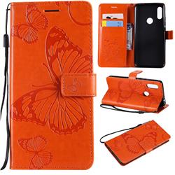 Embossing 3D Butterfly Leather Wallet Case for Mi Xiaomi Redmi 7 - Orange