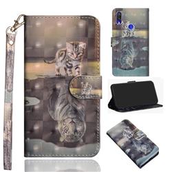 Tiger and Cat 3D Painted Leather Wallet Case for Mi Xiaomi Redmi 7