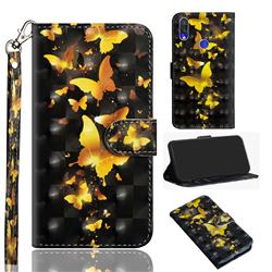 Golden Butterfly 3D Painted Leather Wallet Case for Mi Xiaomi Redmi 7