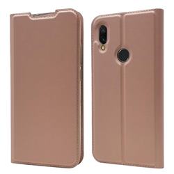 Ultra Slim Card Magnetic Automatic Suction Leather Wallet Case for Mi Xiaomi Redmi 7 - Rose Gold