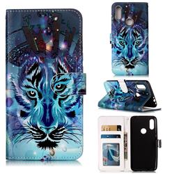 Ice Wolf 3D Relief Oil PU Leather Wallet Case for Mi Xiaomi Redmi 7