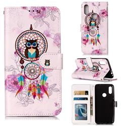 Wind Chimes Owl 3D Relief Oil PU Leather Wallet Case for Mi Xiaomi Redmi 7