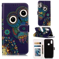 Folk Owl 3D Relief Oil PU Leather Wallet Case for Mi Xiaomi Redmi 7