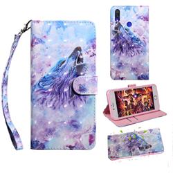 Roaring Wolf 3D Painted Leather Wallet Case for Mi Xiaomi Redmi 7