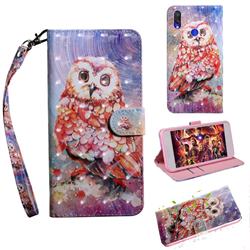 Colored Owl 3D Painted Leather Wallet Case for Mi Xiaomi Redmi 7