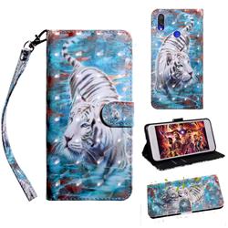White Tiger 3D Painted Leather Wallet Case for Mi Xiaomi Redmi 7