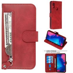 Retro Luxury Zipper Leather Phone Wallet Case for Mi Xiaomi Redmi 7 - Red