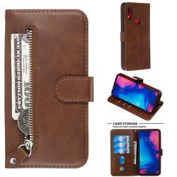 Retro Luxury Zipper Leather Phone Wallet Case for Mi Xiaomi Redmi 7 - Brown