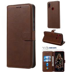 Retro Calf Matte Leather Wallet Phone Case for Mi Xiaomi Redmi 7 - Brown