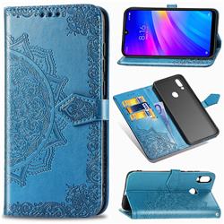 Embossing Imprint Mandala Flower Leather Wallet Case for Mi Xiaomi Redmi 7 - Blue