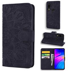 Retro Embossing Mandala Flower Leather Wallet Case for Mi Xiaomi Redmi 7 - Black