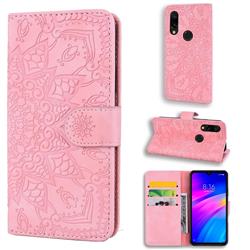 Retro Embossing Mandala Flower Leather Wallet Case for Mi Xiaomi Redmi 7 - Pink