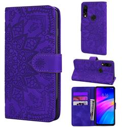Retro Embossing Mandala Flower Leather Wallet Case for Mi Xiaomi Redmi 7 - Purple