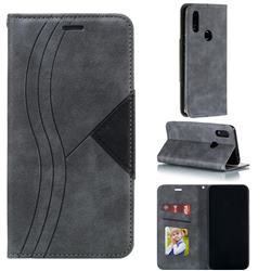 Retro S Streak Magnetic Leather Wallet Phone Case for Mi Xiaomi Redmi 7 - Gray