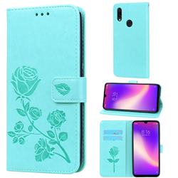 Embossing Rose Flower Leather Wallet Case for Mi Xiaomi Redmi 7 - Green
