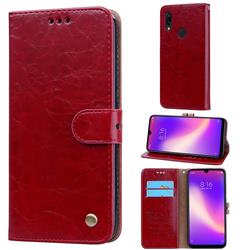 Luxury Retro Oil Wax PU Leather Wallet Phone Case for Mi Xiaomi Redmi 7 - Brown Red